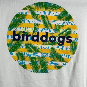 Birddogs T-Shirt Mens Large White Graphic Print Short Sleeves Casual‎ Preppy
